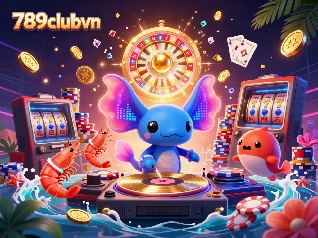 Experience excitement with 789clubvn's vibrant underwater casino scene, featuring lively characters and dynamic elements.