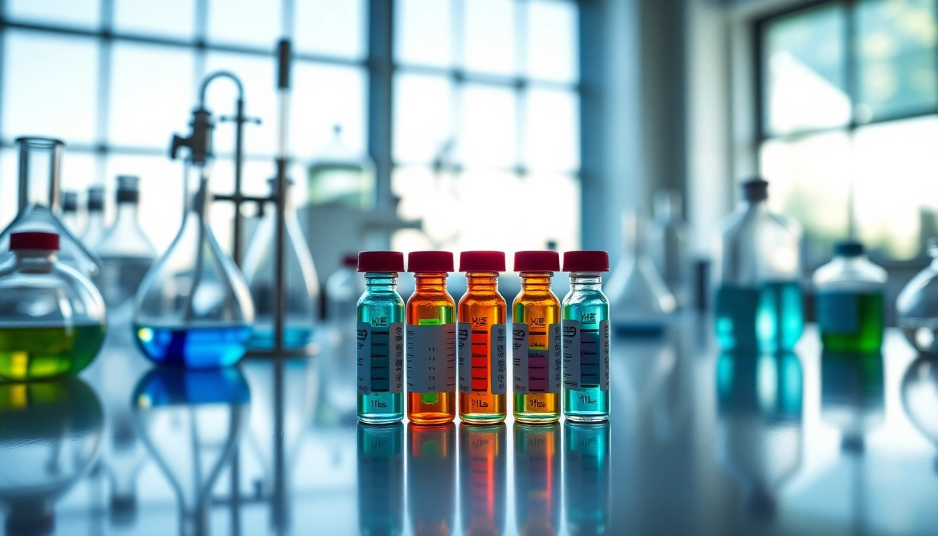 Vibrant peptides displayed in laboratory vials showcasing their potential in a scientific setting.