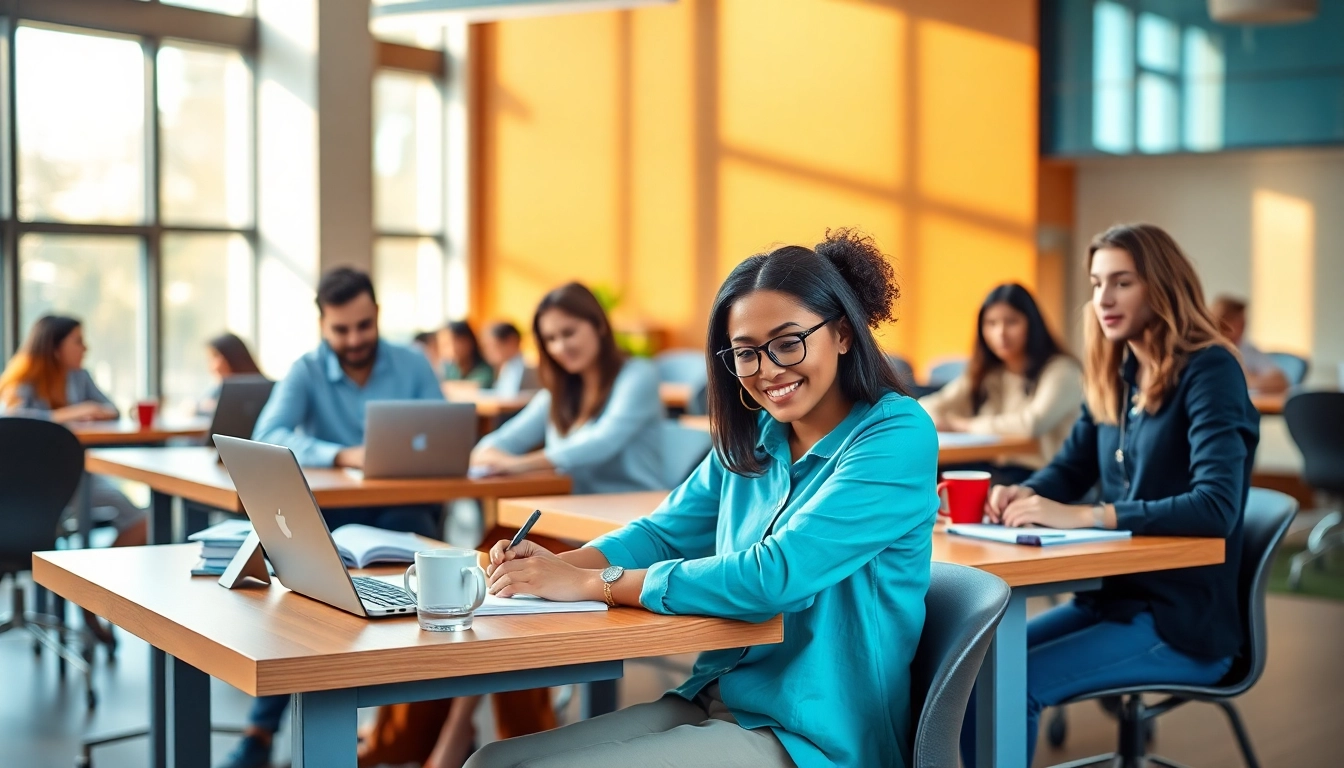 Hire experienced TOEFL test takers for hire engaging in a collaborative study session.