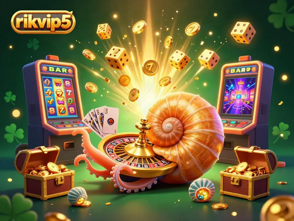 Engage with rich casino action at rikvip5 featuring vibrant scenes of jackpots, games, and 3D characters.