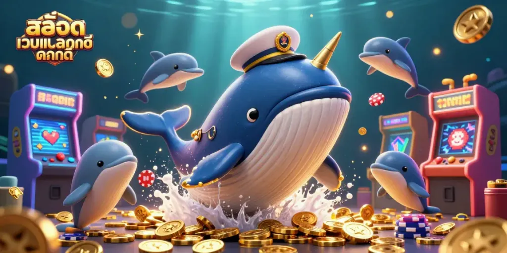 เล่นสล็อตเว็บตรงแตกดี ในภาพ 3D น่ารักกับปลาวาฬและปลาโลมาในสภาพแวดล้อมคาสิโน