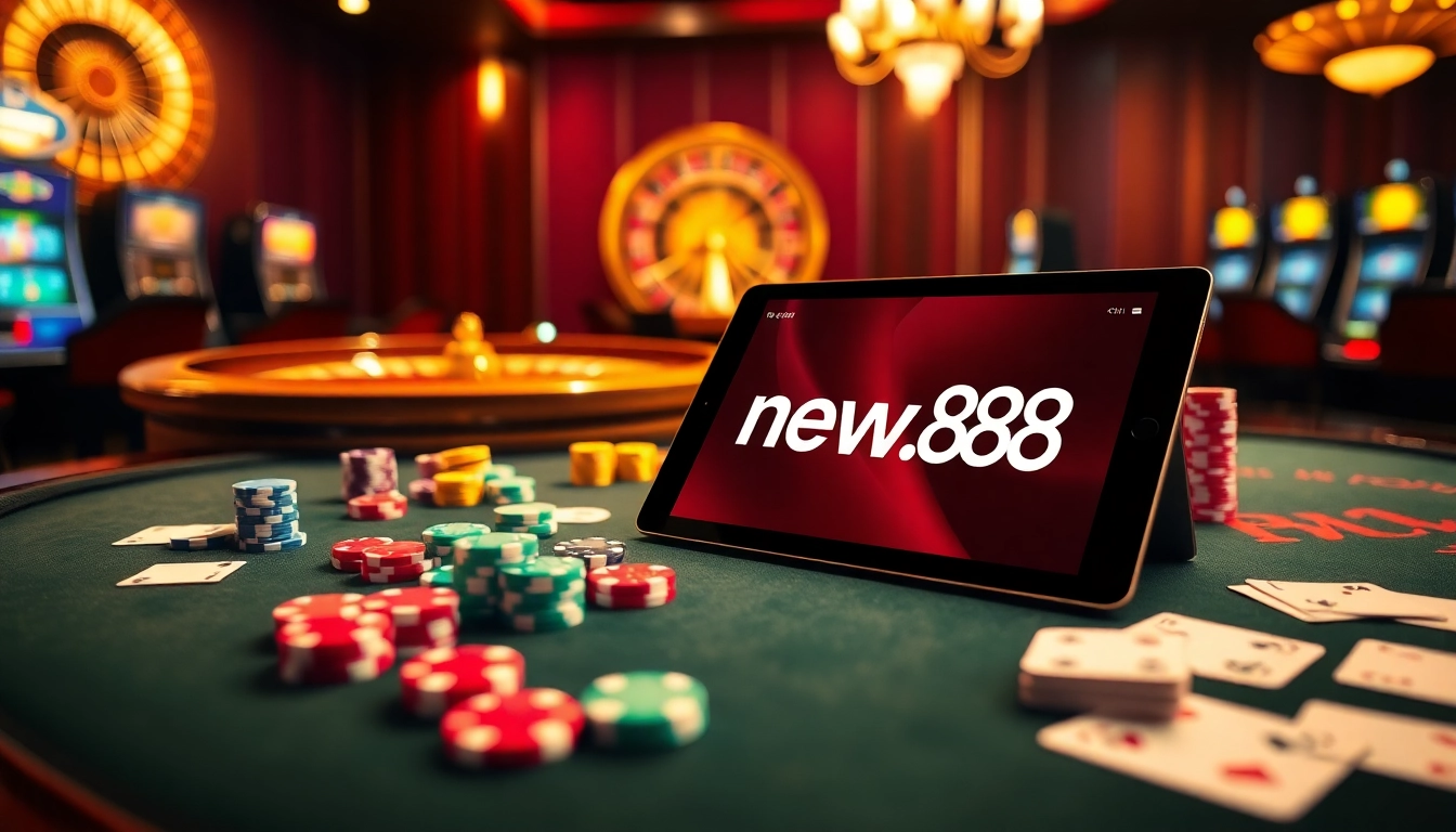 Engage in thrilling gameplay at https://new88.pet/ with vibrant casino tables and digital betting interfaces.