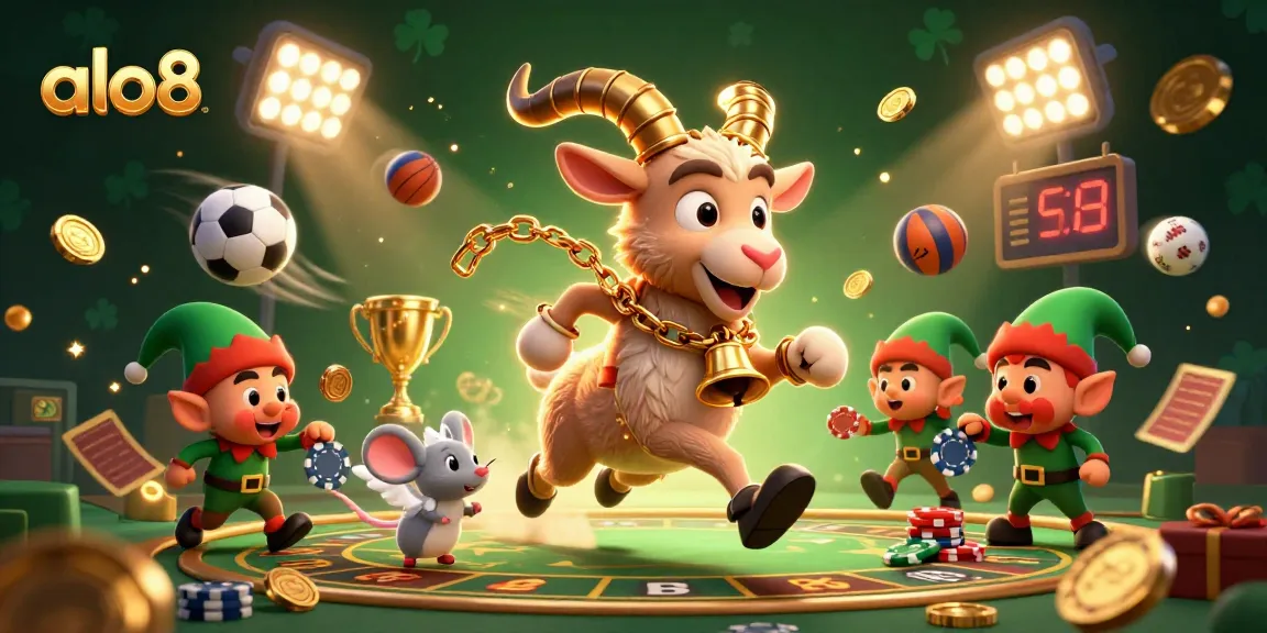 Bet on exciting games at alo8 with animated characters in a vibrant, festive casino.