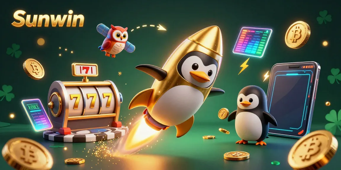Experience the excitement of Sunwin with a golden penguin on a thrilling casino journey.