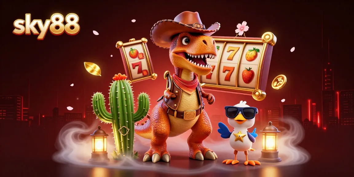 Experience thrilling gameplay at sky88 with exciting slot reels, vibrant characters, and dynamic elements.