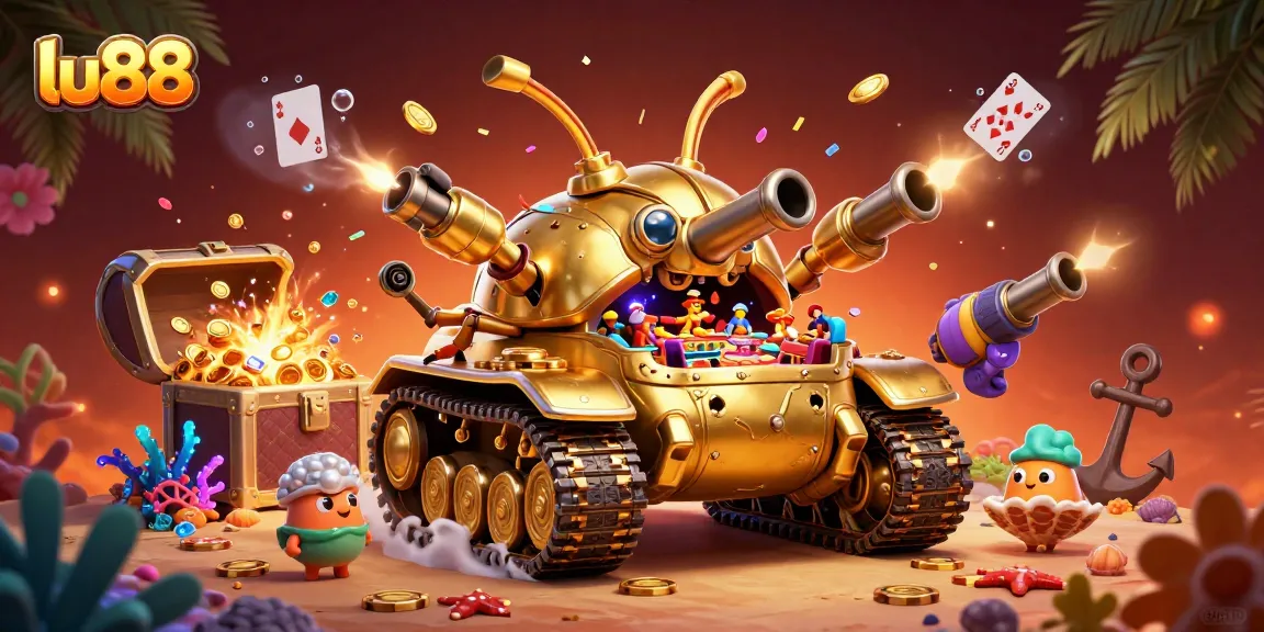 Experience exciting gameplay at lu88 within a vibrant 3D casino scene filled with treasures.