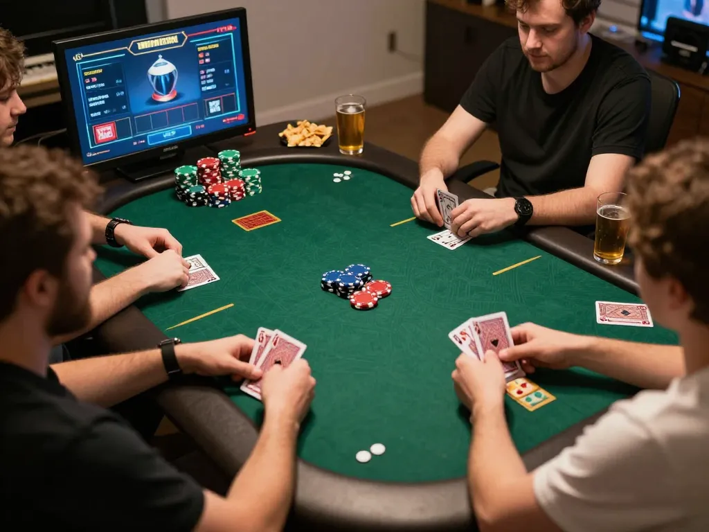 Engaging online poker gameplay scene with players betting at mm88pc.