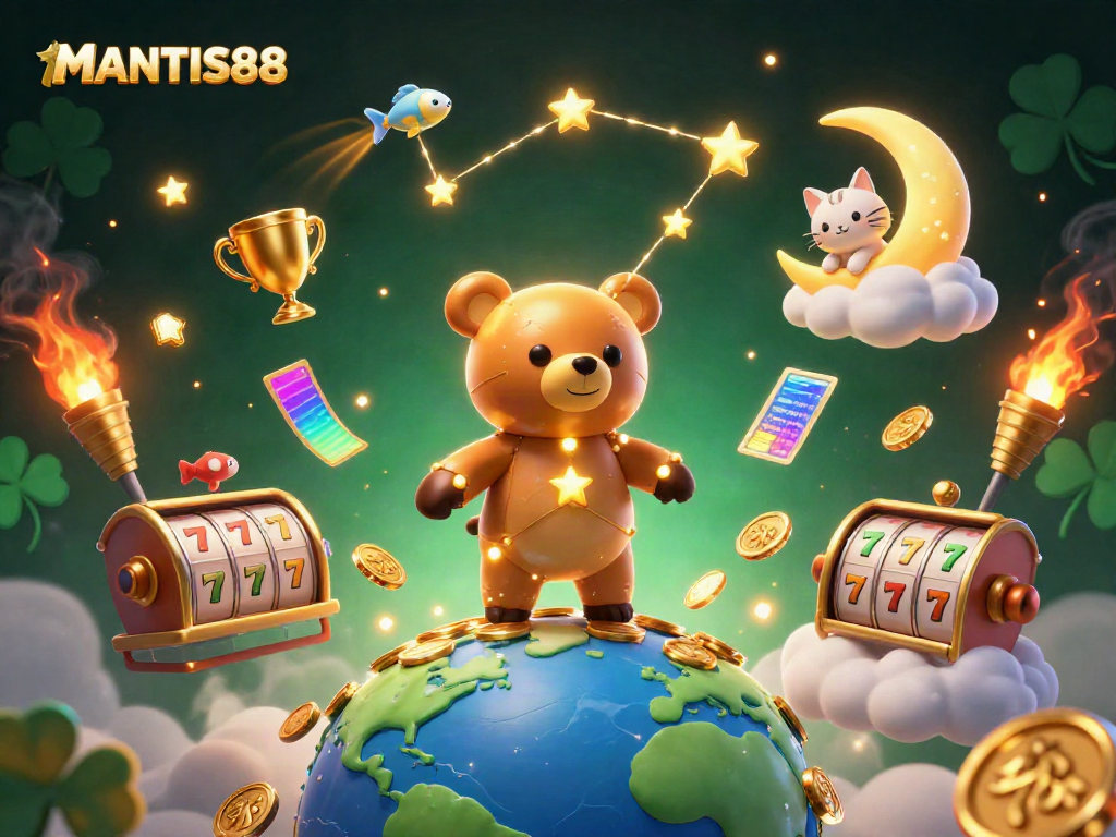 Engage with MANTIS88's vibrant online slot experience amidst exciting gaming elements and dynamic visuals.