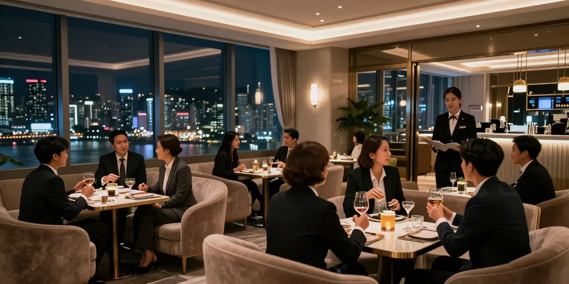 강남타이밍에서 고급스러운 저녁시간과 세련된 분위기 속의 고객들