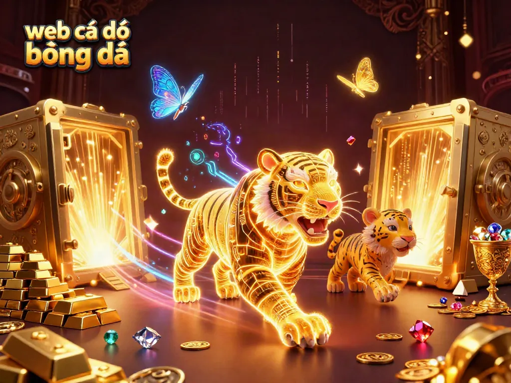 Cá độ bóng đá hấp dẫn với hình ảnh con hổ ánh sáng và những viên ngọc quý.