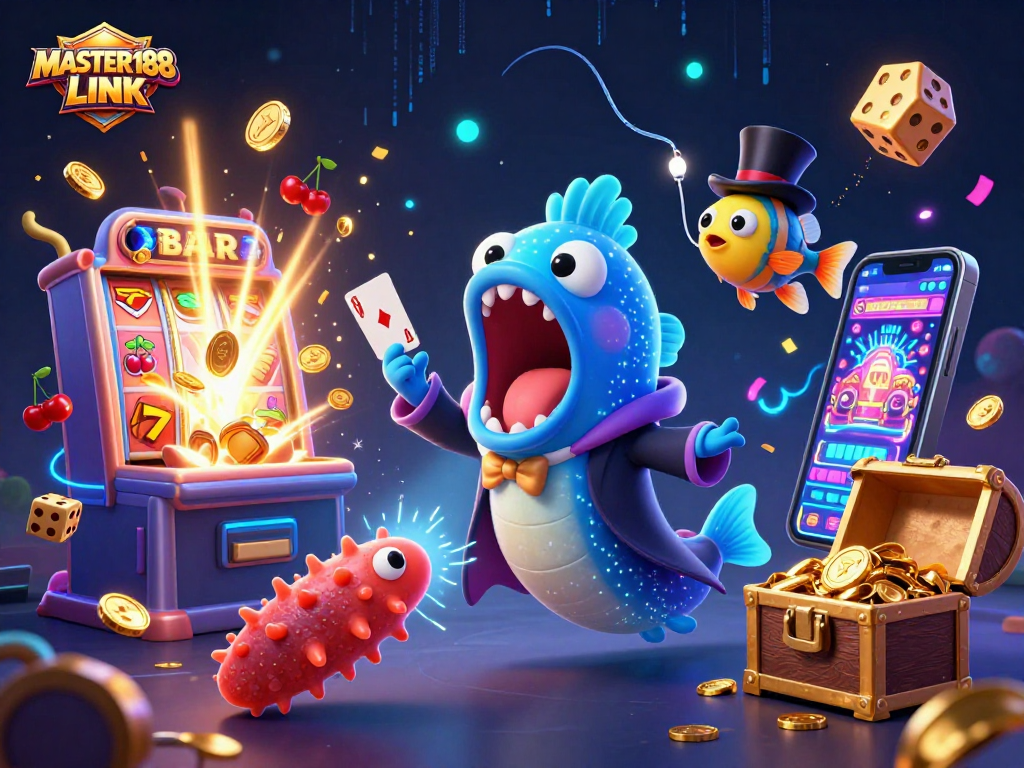 Engage in exciting gambling with MASTER188 LINK's vivid casino experience featuring vibrant 3D illustrations.
