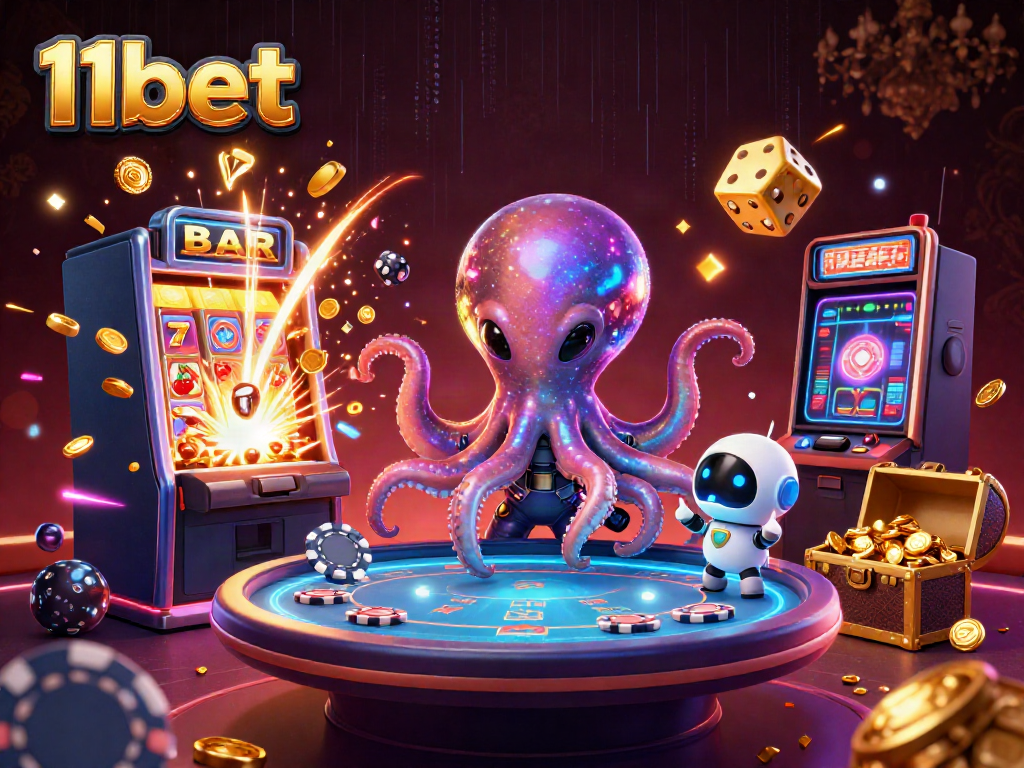 Engage with thrilling casino action at 11bet, featuring a unique alien octopus poker scene.