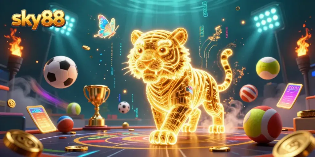Experience the vibrant energy of sky88 in a dazzling digital casino landscape.
