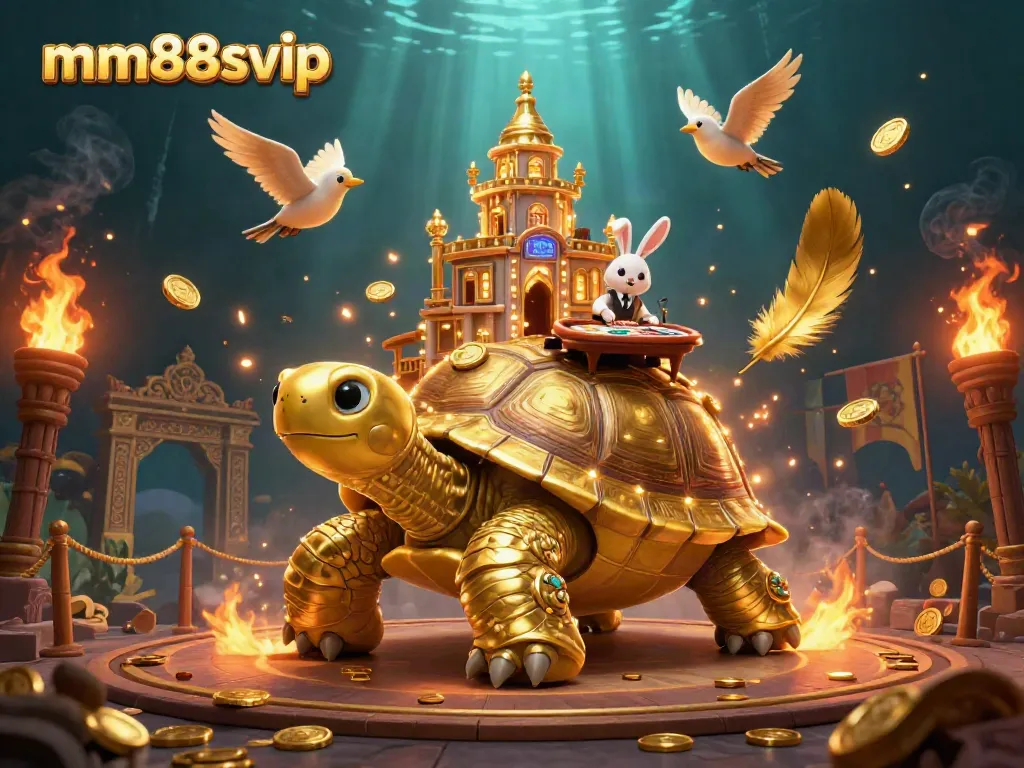 Experience the thrill of gaming with mm88svip at a golden tortoise casino, featuring exciting betting games and vibrant elements.