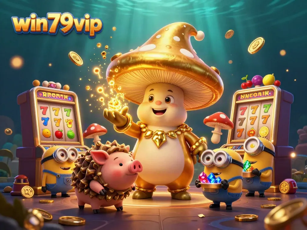 Experience thrilling gameplay with win79vip and its vibrant golden mushroom wizard and treasures.