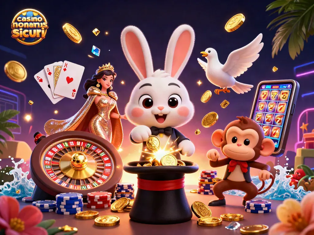 Gioca in casino non aams sicuri con una scena vivace di magie e vincite.